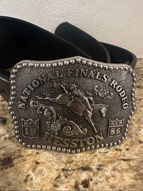 Hesston National Finals Rodeo Silver Buckle Belt - Black
